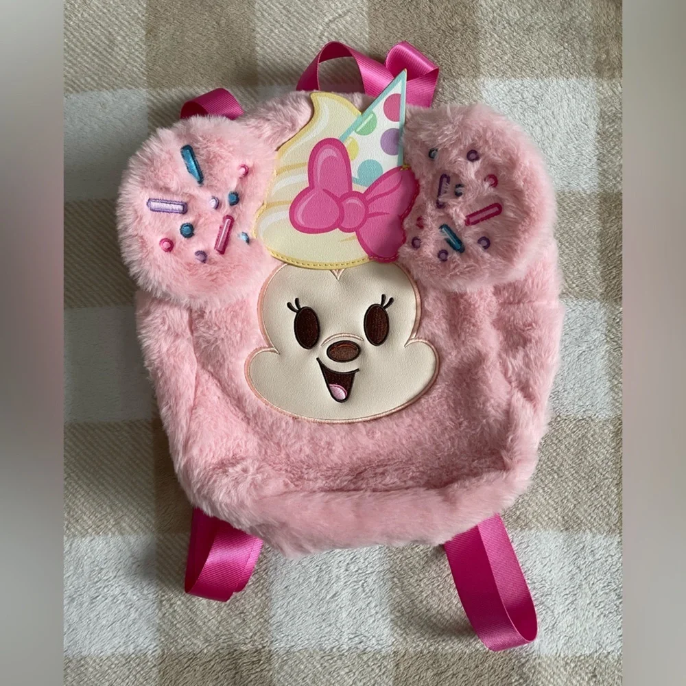 EUC Disney Munchlings Series 1 Minnie Mouse Furry Mini Backpack 9x10x4 inches - Picture 1 of 10